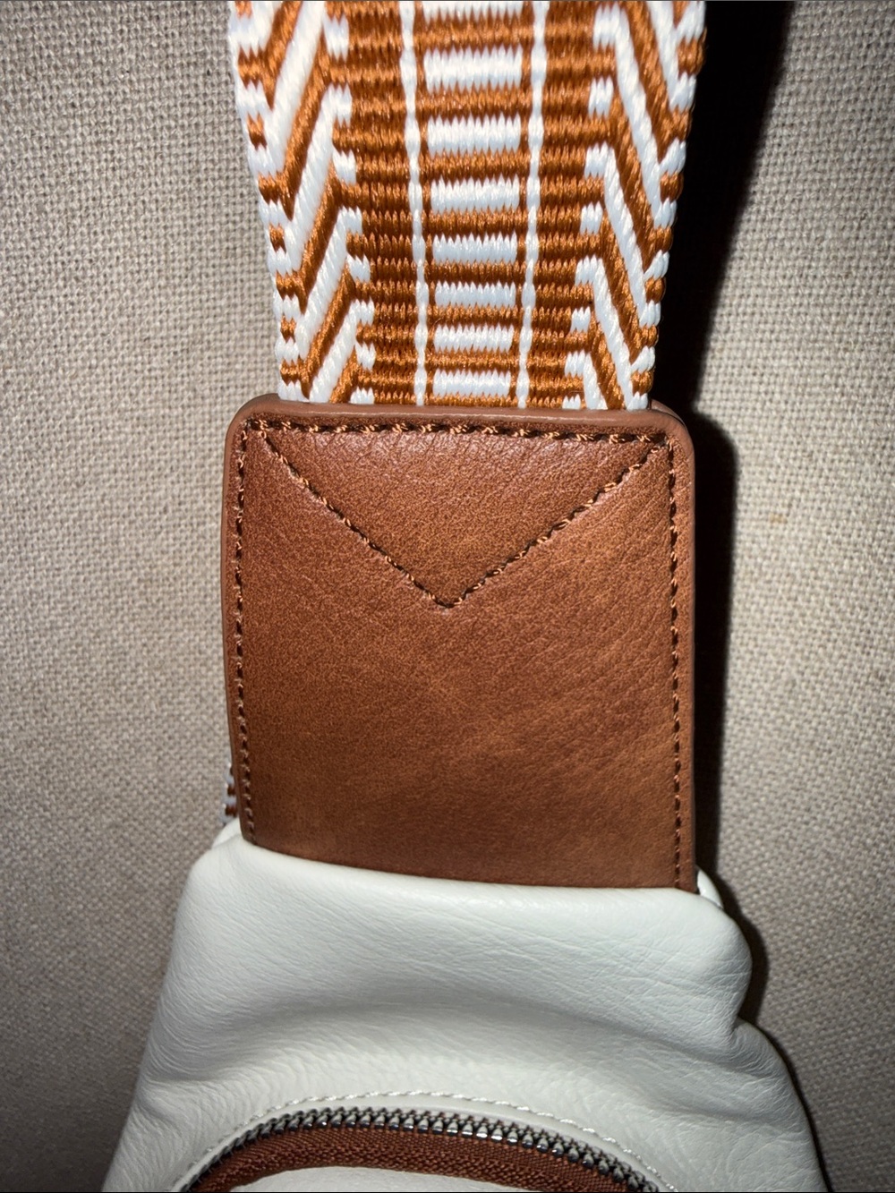 Cluci Cream and Brown Crossbody Sling Bag - Picture 7 of 13
